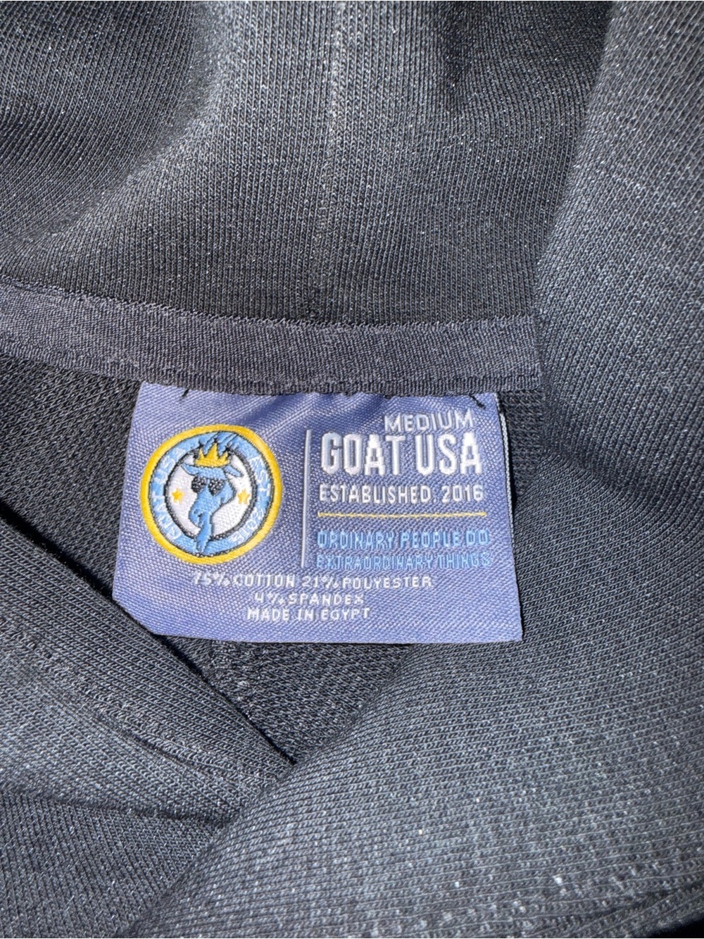 Goat USA Men’s Oversized Hooded Sweatshirt with Bungee Cord Waist Black Med - Picture 11 of 12